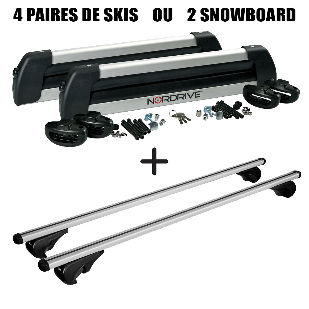 Porte skis Nordic et barres de toit pour Fiat Panda 4x4 Tous Types 2012 à  2022.