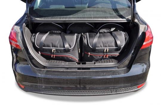 Sacs de voyage sur mesure Ford Focus 4 portes 2011 à 2018 - Ensemble composé de 5 sacs - Gamme Aero