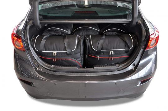Sacs de voyage sur mesure Mazda 3 4 portes 2013 à 2018 - Ensemble composé de 5 sacs - Gamme Aero