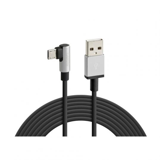 Câble USB pivotant 90° > Micro USB - 200 cm - Noir