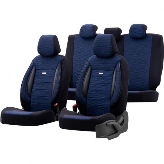 Housses de sièges Audi Q2  - Gamme Selected Fit - Tissu noir et bleu